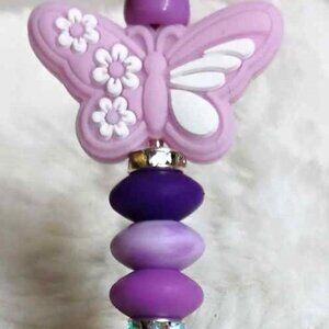 Hand beaded Pen ~ Flutterbies! ~ Shades of Purple Butterfly